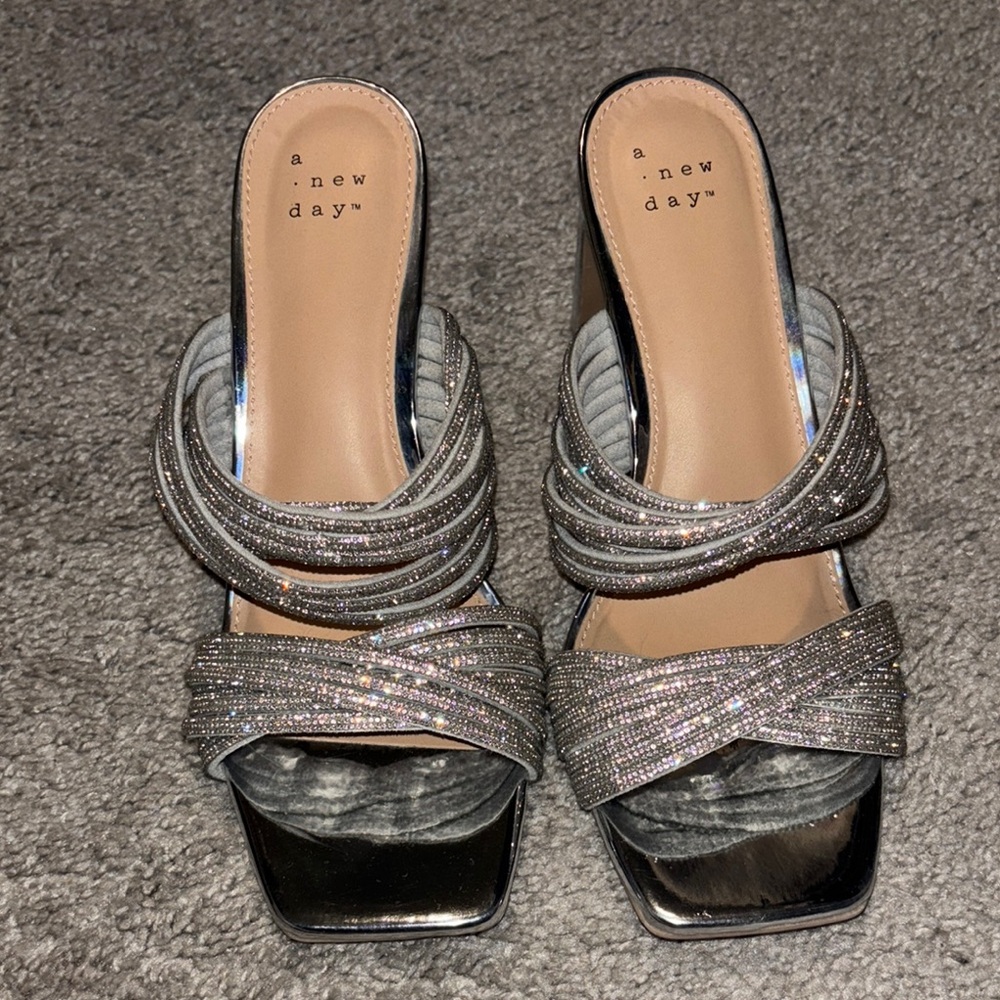 A New Day Sparkling Silver Mules